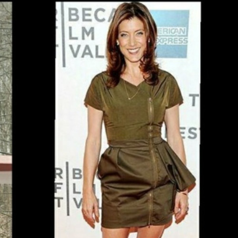 ▪️CARVEN▪️Green Ruffle Accent Exposed Zipper Asymmetric Dress - Picture 7 of 7